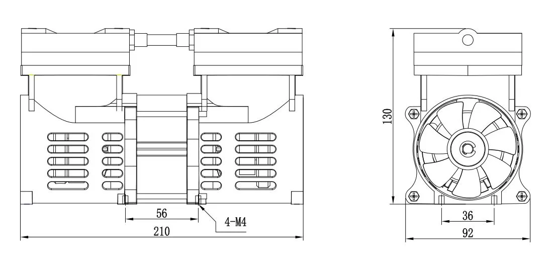 1500W Oil Free Rocking Piston Air Compressor Vacuum Pump Head 