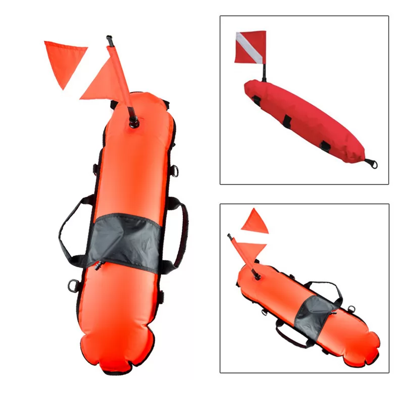 Inflatable Scuba Diving Spearfishing Signal Float Buoy With the Dive Flag Banner